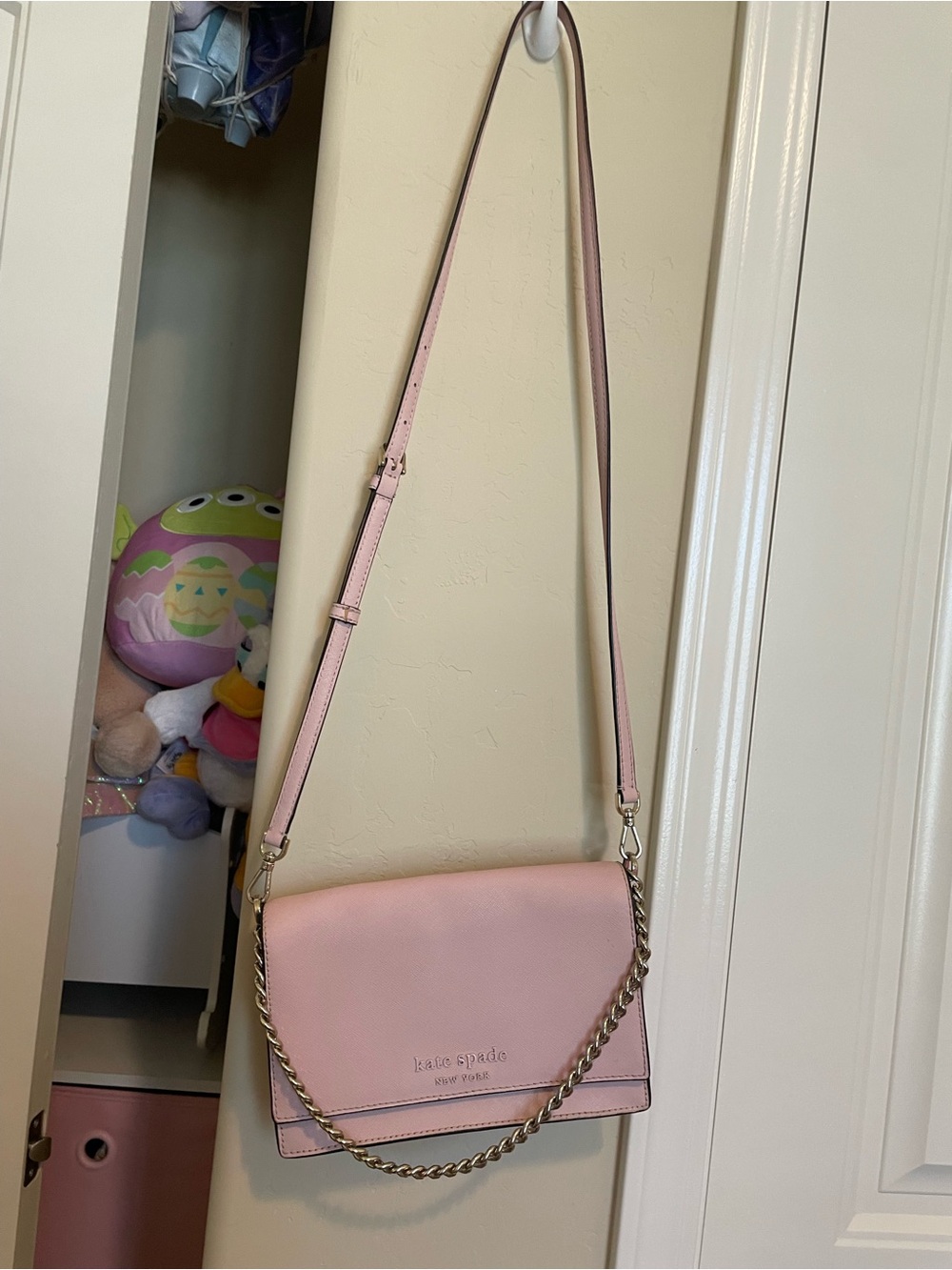 kate spade Light Pink Leather Crossbody with Gold Chain